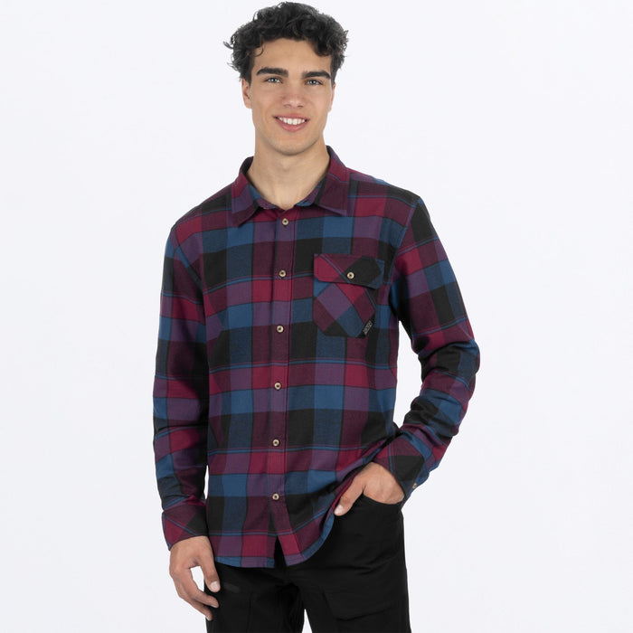 M TIMBER FLANNEL SHIRT 23-DRK STL/MERLOT