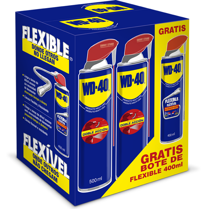 PACK WD40 DOBLE ACCION 500 ML FLEXIBLE 400 ML REGA