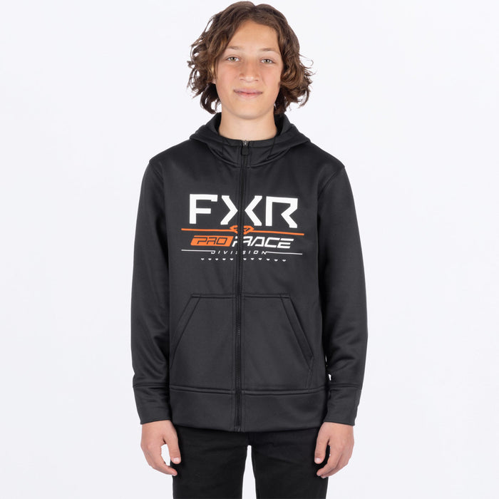 YTH RACE DIVISION TECH ZIP HOODIE 26-BLACK/ORANGE