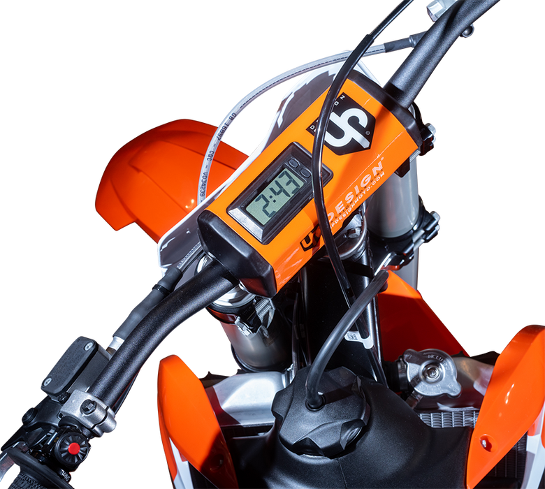 PROTECTOR MANILLAR UP DESIGN CON RELOJ NARANJA