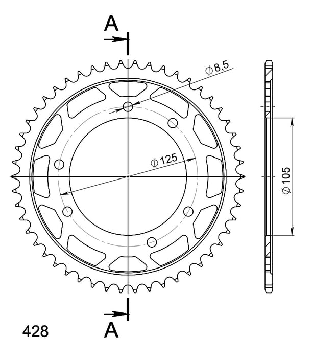 CORONA SUPERSPROX ACERO YAMAHA 428 x 50
