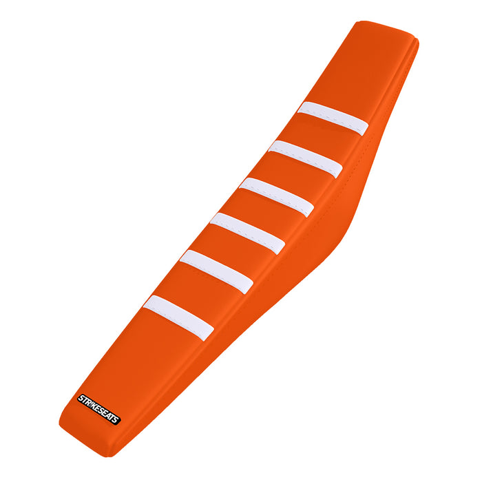 KTM 65SX 16-23 WHITE/ORANGE/ORANGE Gripper Ribbed Seat Cover