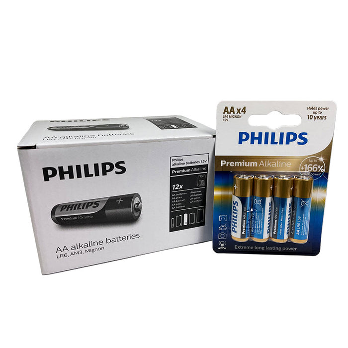 PILA PHILIPS PREMIUM ALKALINE AA (CAJA 12 BLISTERS 4 PILAS)