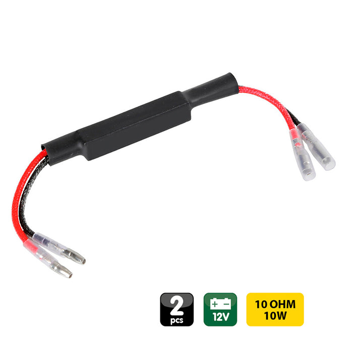 PREWIRED RESISTORS WITH QUICK CONNECTORS, 2 UNITS. - 12V - 10 OHM - 10 W