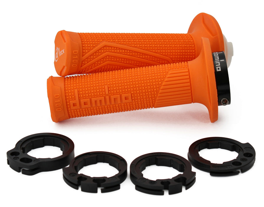 Domino D100 OFF Road Orange D-Lock Grips with “Lock On” fixing system