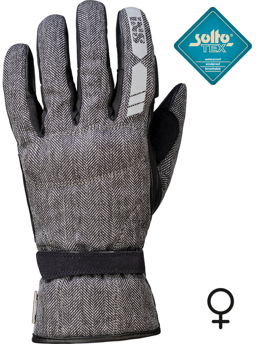 WOMEN'S GLOVES IXS CLASSIC TORINO-EVO-ST 3.0 BLACK/GRAY SIZE M SOLTO-TEX