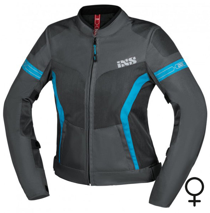 CHAQUETA MUJER IXS SPORTS TRIGONIS-AIR GRIS OSCURO/GRIS/TURQUESA TALLA S