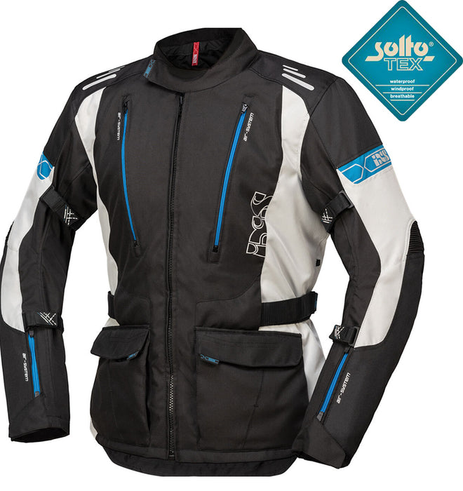 IXS TOUR LORIN-ST WINTER JACKET BLACK/LIGHT GRAY/BLUE SIZE M SOLTO-TEX