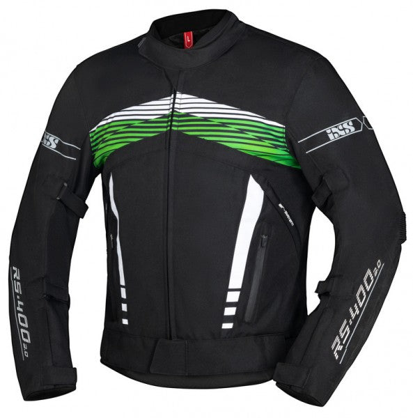 CHAQUETA SPORT IXS NEGRO/BLANCO/VERDE NEON RS-400 TALLA M