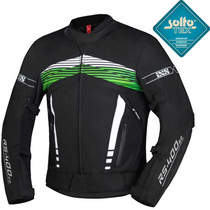 CHAQUETA IXS SPORTS RS-400-ST 3.0 NEGRO/BLANCO/VERDE TALLA M SOLTO-TEX