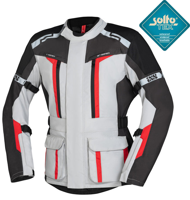 IXS TOUR EVANS-ST 2.0 WINTER JACKET LIGHT GRAY/GREY/RED SIZE M SOLTO-TEX