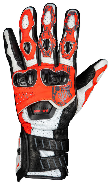 IXS SPORTS RS-200 3.0 GLOVES BLACK/WHITE/RED SIZE 2XL